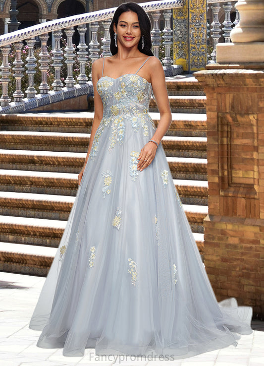 Lena Ball-Gown/Princess Sweetheart Sweep Train Tulle Prom Dresses With Pleated DRP0022192