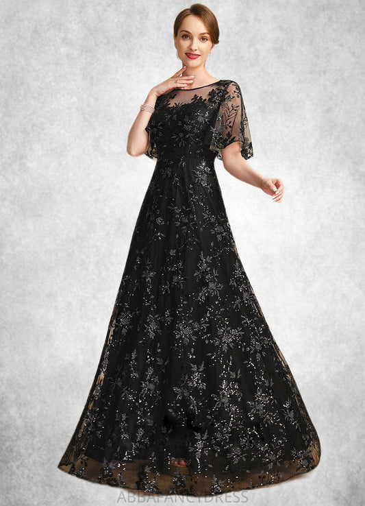 Saige A-line Scoop Illusion Floor-Length Lace Sequin Mother of the Bride Dress DRP0021815