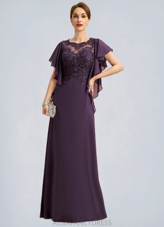 Maureen A-line Scoop Illusion Floor-Length Chiffon Lace Mother of the Bride Dress DRP0021839
