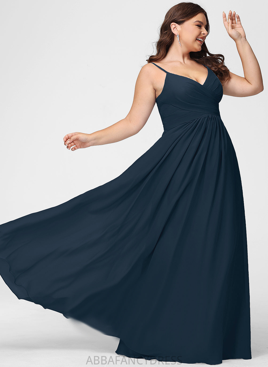 Chiffon Pleated V-neck Hope Prom Dresses A-Line With Floor-Length