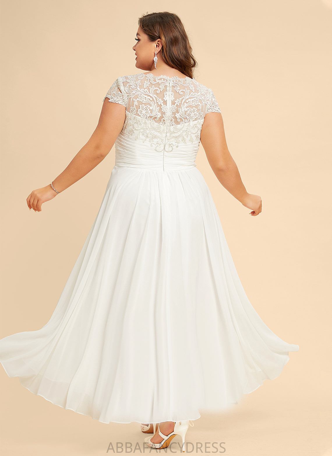 A-Line Wedding Dresses Wedding Lace Asymmetrical Chiffon Scoop Dress Bryanna