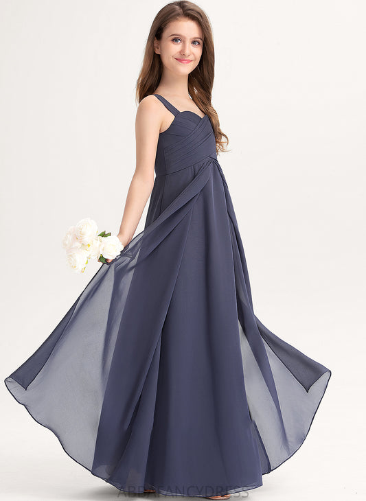 Ruffle Junior Bridesmaid Dresses A-Line Floor-Length Willow Sweetheart With Chiffon