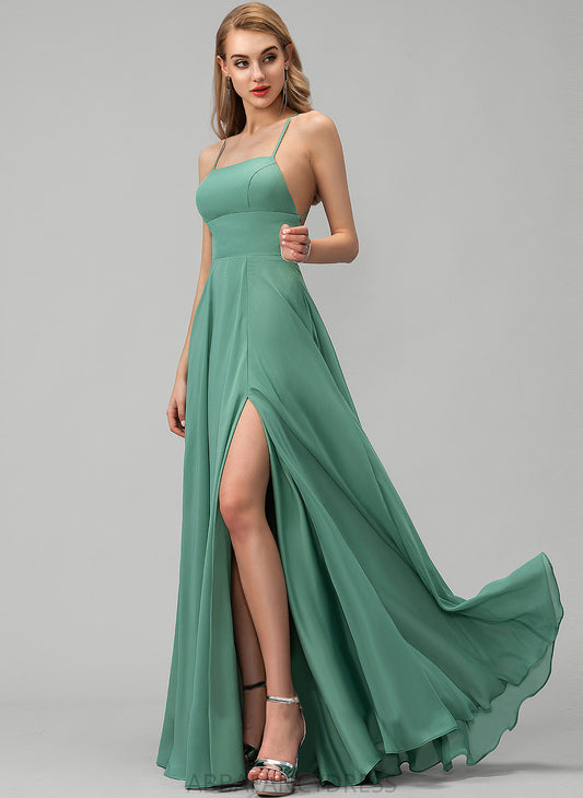 A-Line Leia Chiffon Square Floor-Length Prom Dresses