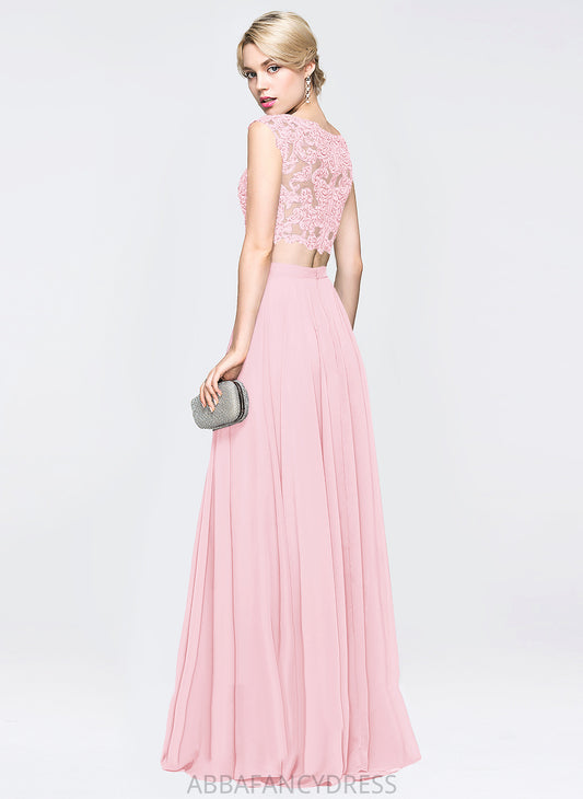 Lace Beading Floor-Length A-Line Scoop With Prom Dresses Isabell Chiffon Sequins
