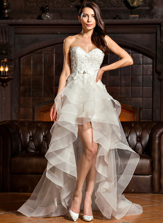 Wedding Dresses Denisse Tulle Sweetheart Asymmetrical Bow(s) With Wedding A-Line Beading Dress
