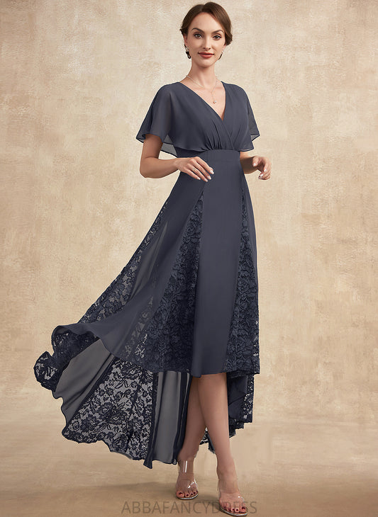 Mother of the Bride Dresses Chiffon V-neck Bride of Shyla Dress With A-Line Mother the Lace Ruffle Asymmetrical