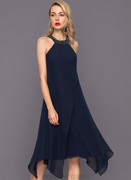 A-Line Chiffon Beading Scoop Cocktail Asymmetrical Dress With Cocktail Dresses Vanessa Neck
