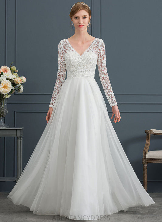 Wedding V-neck Jessica Dress A-Line Tulle Floor-Length Wedding Dresses