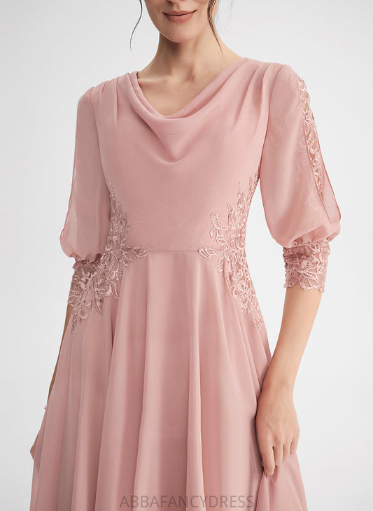 Chiffon Willa Knee-Length With Cocktail Lace A-Line Cowl Dress Neck Cocktail Dresses