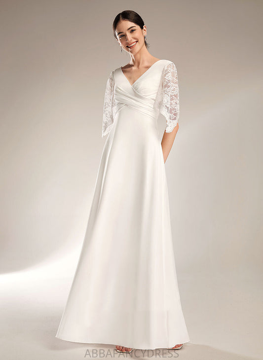 Dress Aracely Chiffon Wedding Dresses Lace V-neck With Wedding Sheath/Column Floor-Length