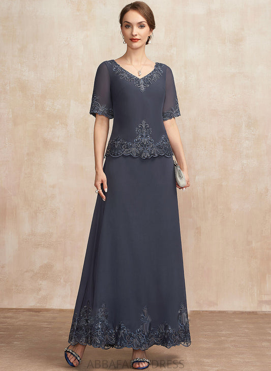 Dress Mother Chiffon Sequins of With Mother of the Bride Dresses Ankle-Length Lace A-Line Selena the V-neck Bride