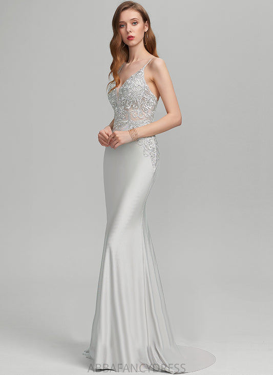 Trumpet/Mermaid Cynthia Prom Dresses Sweep With V-neck Sequins Train