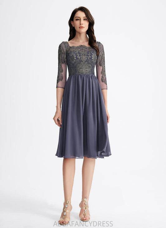Square Lace Dayami Chiffon A-Line Lace Dress Cocktail Dresses Neckline With Cocktail Knee-Length