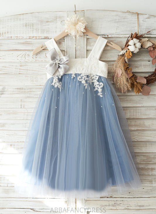 - A-Line Straps Tulle/Lace Dress Knee-length Kitty Girl Sleeveless Flower Girl Dresses Flower