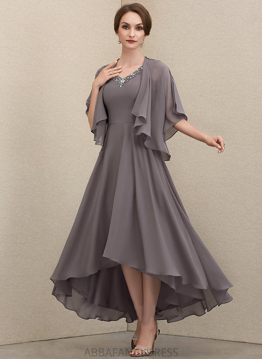 Mother of the Bride Dresses Bride With Chiffon V-neck of Mother Sequins Dress the Asymmetrical A-Line Izabella Beading
