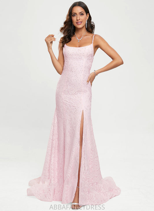 Sweep Lace With Trumpet/Mermaid Sequins Clara Scoop Prom Dresses Train