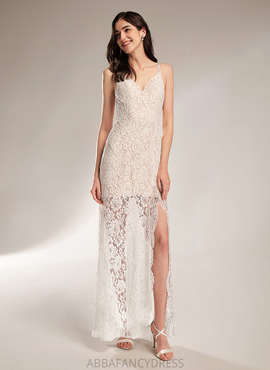 With Split V-neck Wedding Dresses Lace Front Skyler Sheath/Column Floor-Length Dress Wedding