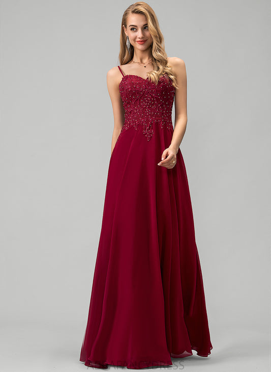 Sweetheart Beading Floor-Length With A-Line Prom Dresses Lana Chiffon Sequins