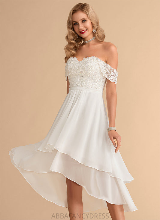 Wedding Lace Trudie With Off-the-Shoulder Asymmetrical Beading Sequins Chiffon Dress A-Line Wedding Dresses