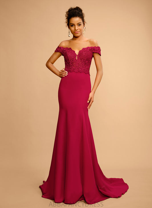 Floor-Length Stretch Adalyn Sequins Lace Trumpet/Mermaid With Crepe Prom Dresses Off-the-Shoulder