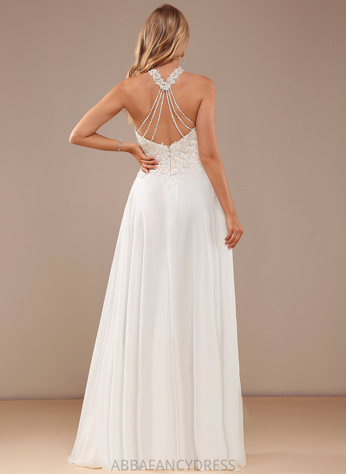 Wedding Dresses Floor-Length Wedding Chiffon High Neck Beading With Dress Sequins A-Line Lace Alisa