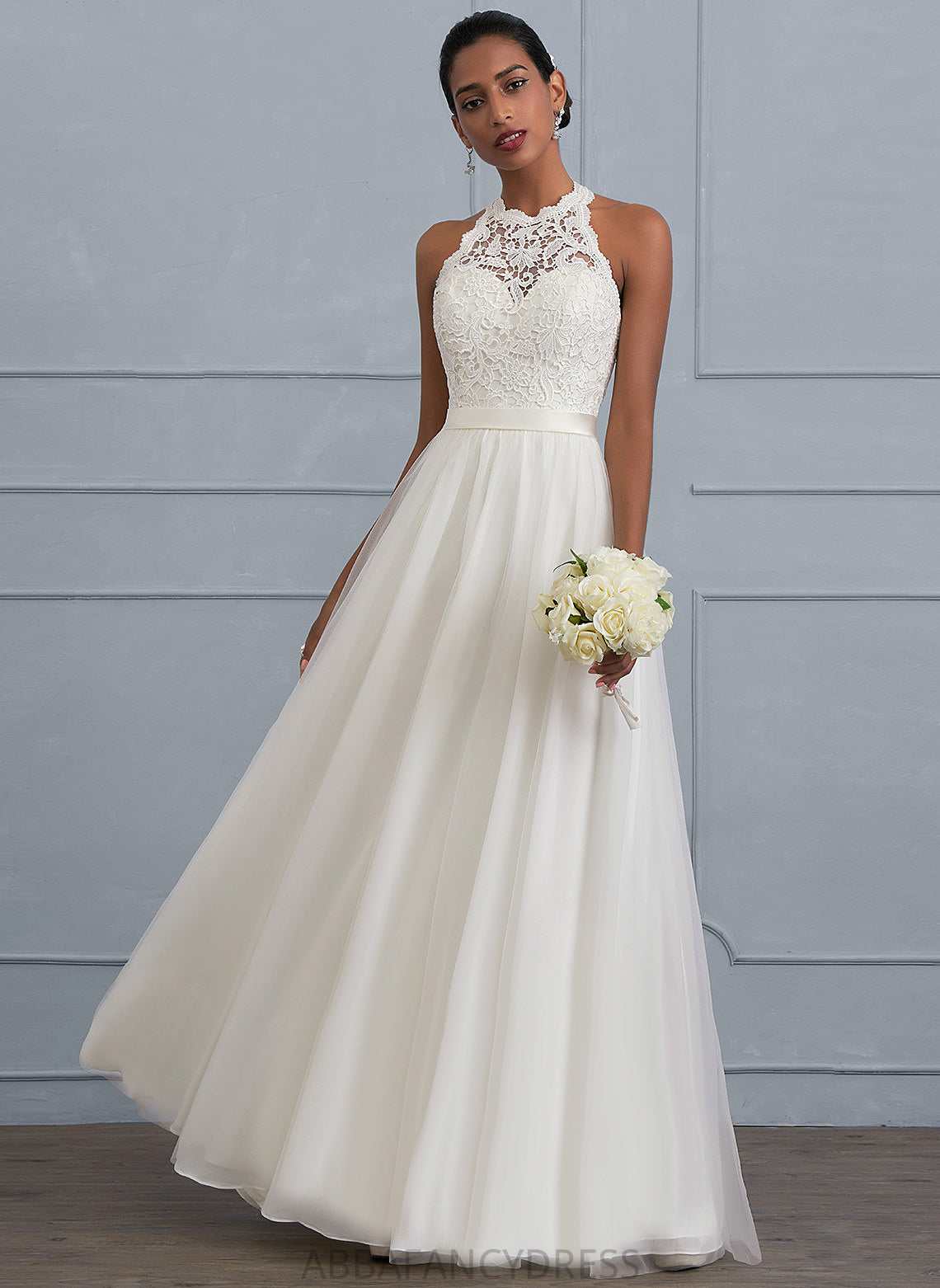 Dress A-Line Emmy Lace Floor-Length Wedding Dresses Charmeuse Tulle Wedding
