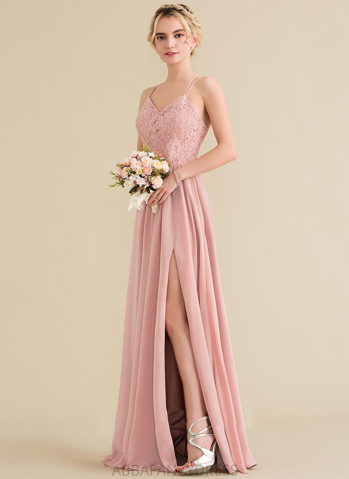 Sweetheart Floor-Length A-Line Ursula Chiffon Lace Prom Dresses