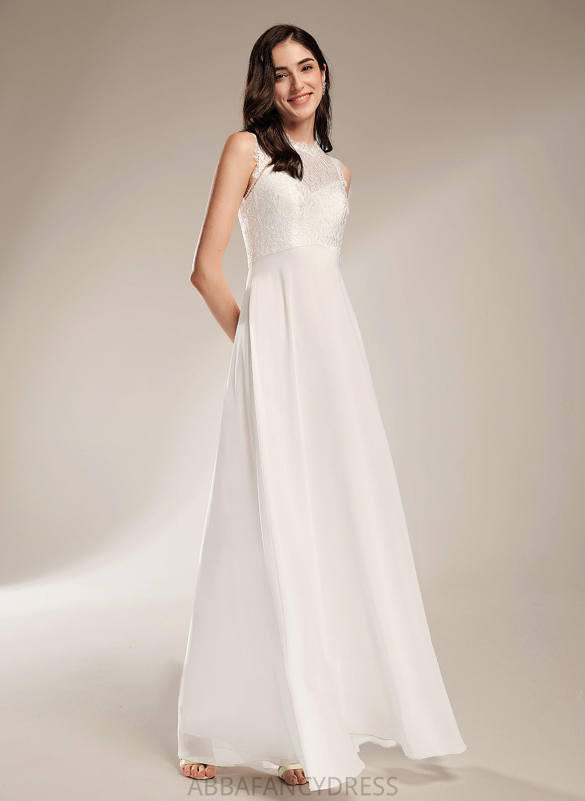 Chiffon Kimora Wedding Lace A-Line Wedding Dresses Dress Scoop Floor-Length