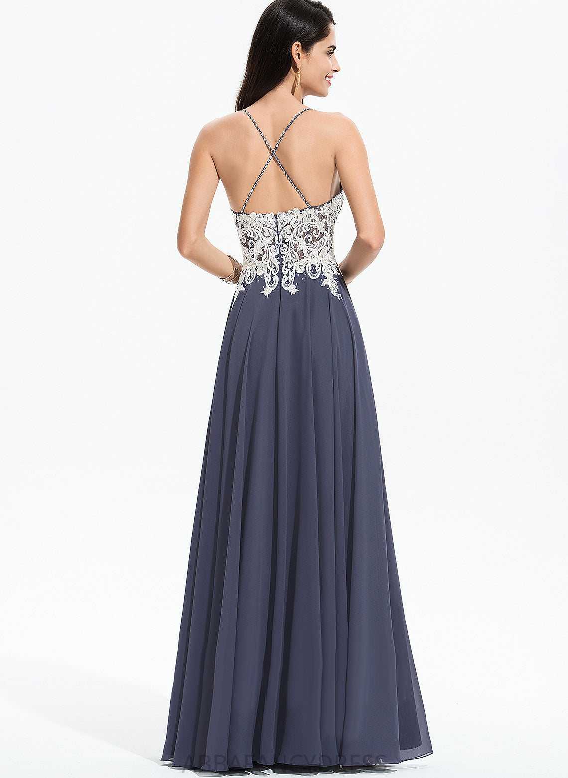 Chiffon Zoie Floor-Length V-neck Prom Dresses Beading Sequins A-Line With