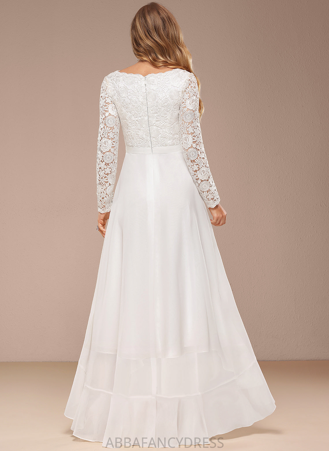 Dress A-Line Lace Asymmetrical Chiffon Aniyah Wedding V-neck Wedding Dresses