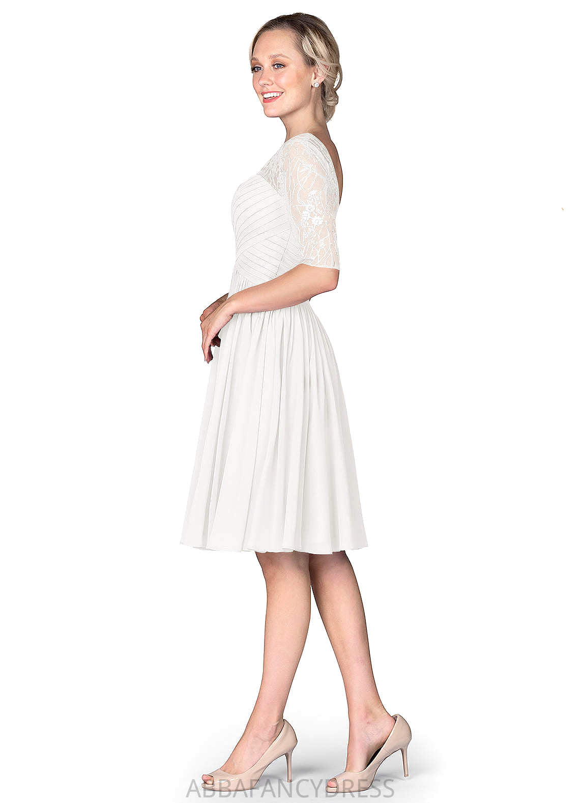 Alexandra A-Line/Princess Floor Length Natural Waist Half Sleeves Bridesmaid Dresses