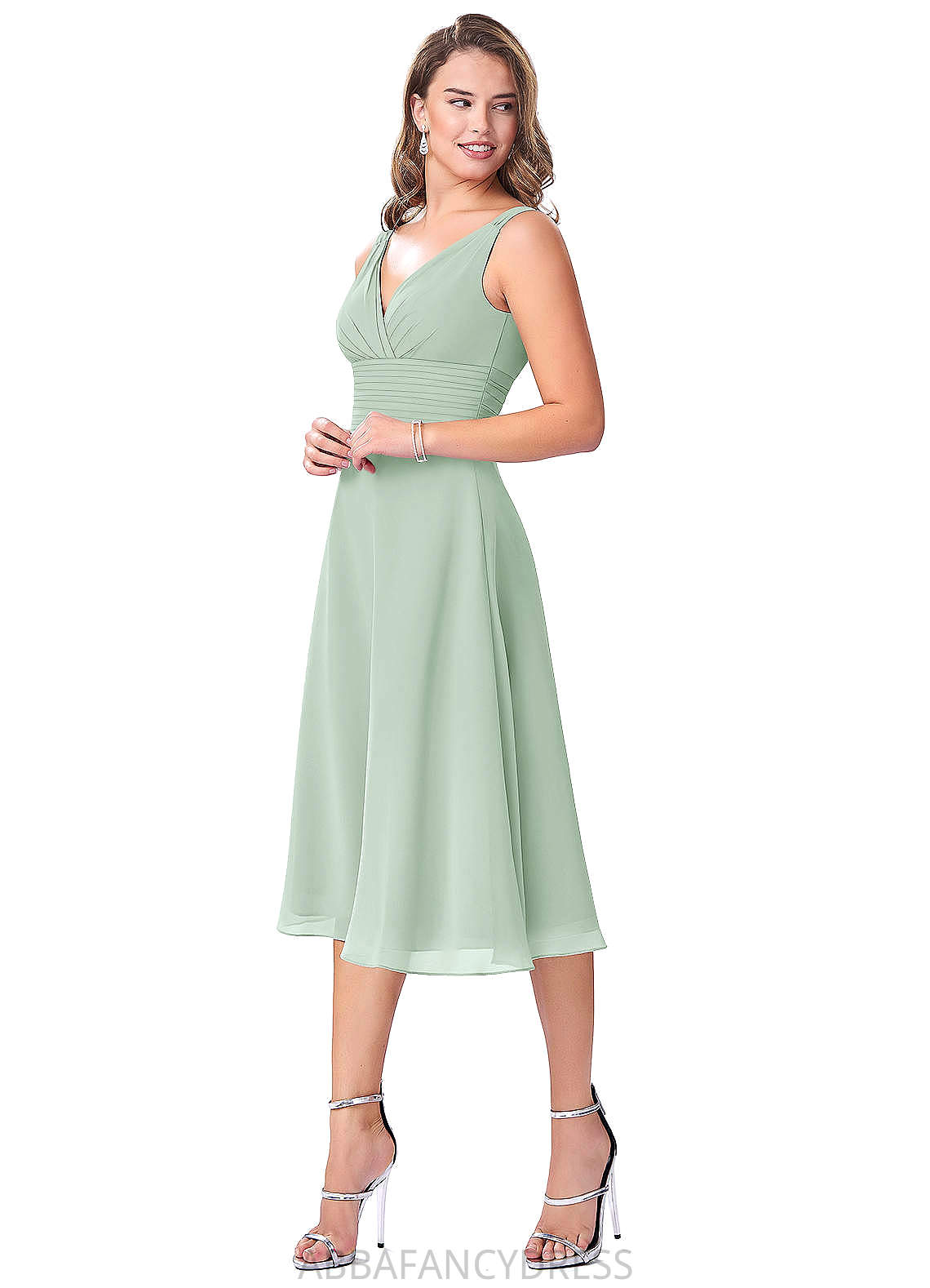 Janiah Trumpet/Mermaid V-Neck Floor Length Sleeveless Natural Waist Bridesmaid Dresses