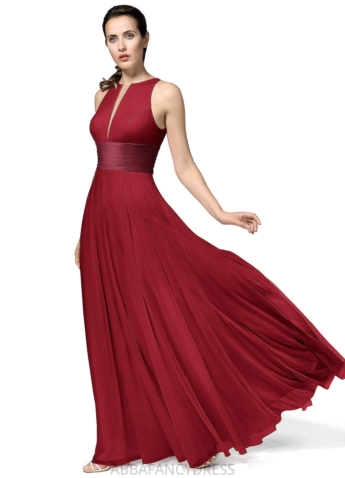 Anabel Floor Length Sleeveless Sheath/Column Natural Waist One Shoulder Bridesmaid Dresses