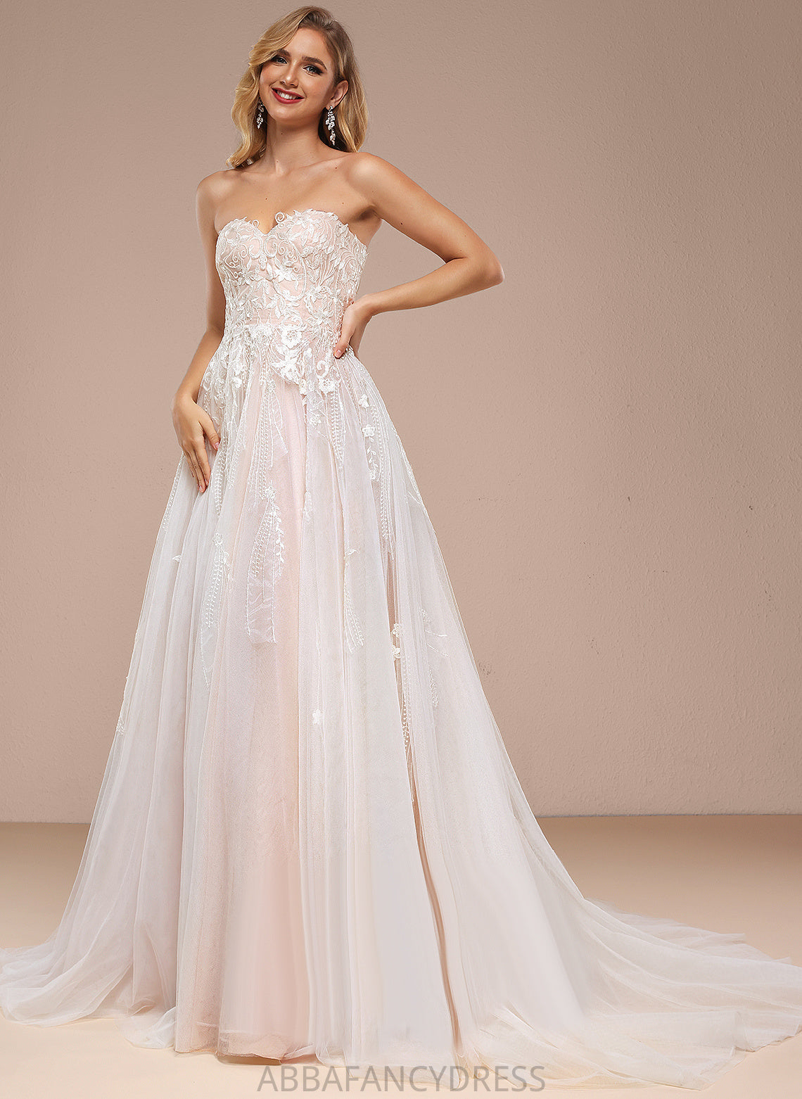 Tulle Sweetheart Ball-Gown/Princess Train Ruffle Lace Esperanza Sequins Wedding Dresses Dress Off-the-Shoulder Court With Wedding