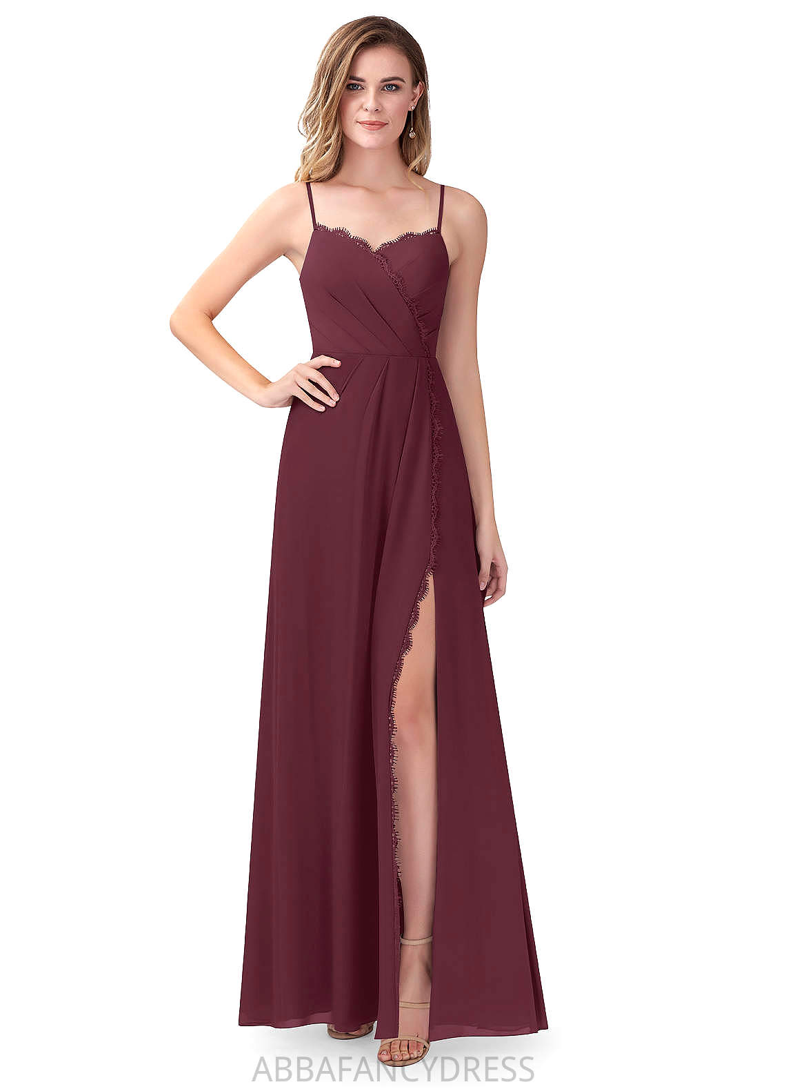 Lori Straps Floor Length Sleeveless A-Line/Princess Natural Waist Bridesmaid Dresses