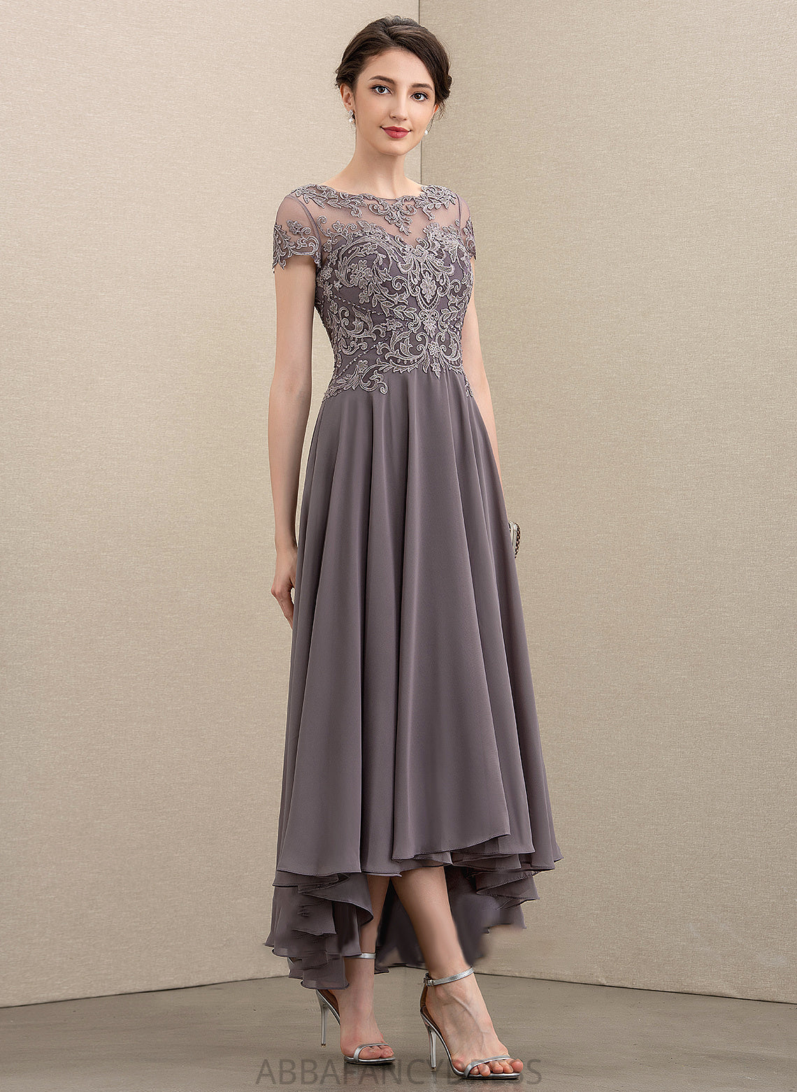 the Mother of the Bride Dresses Asymmetrical of A-Line Dress Sequins Mother Beading With Pam Neck Scoop Chiffon Lace Bride