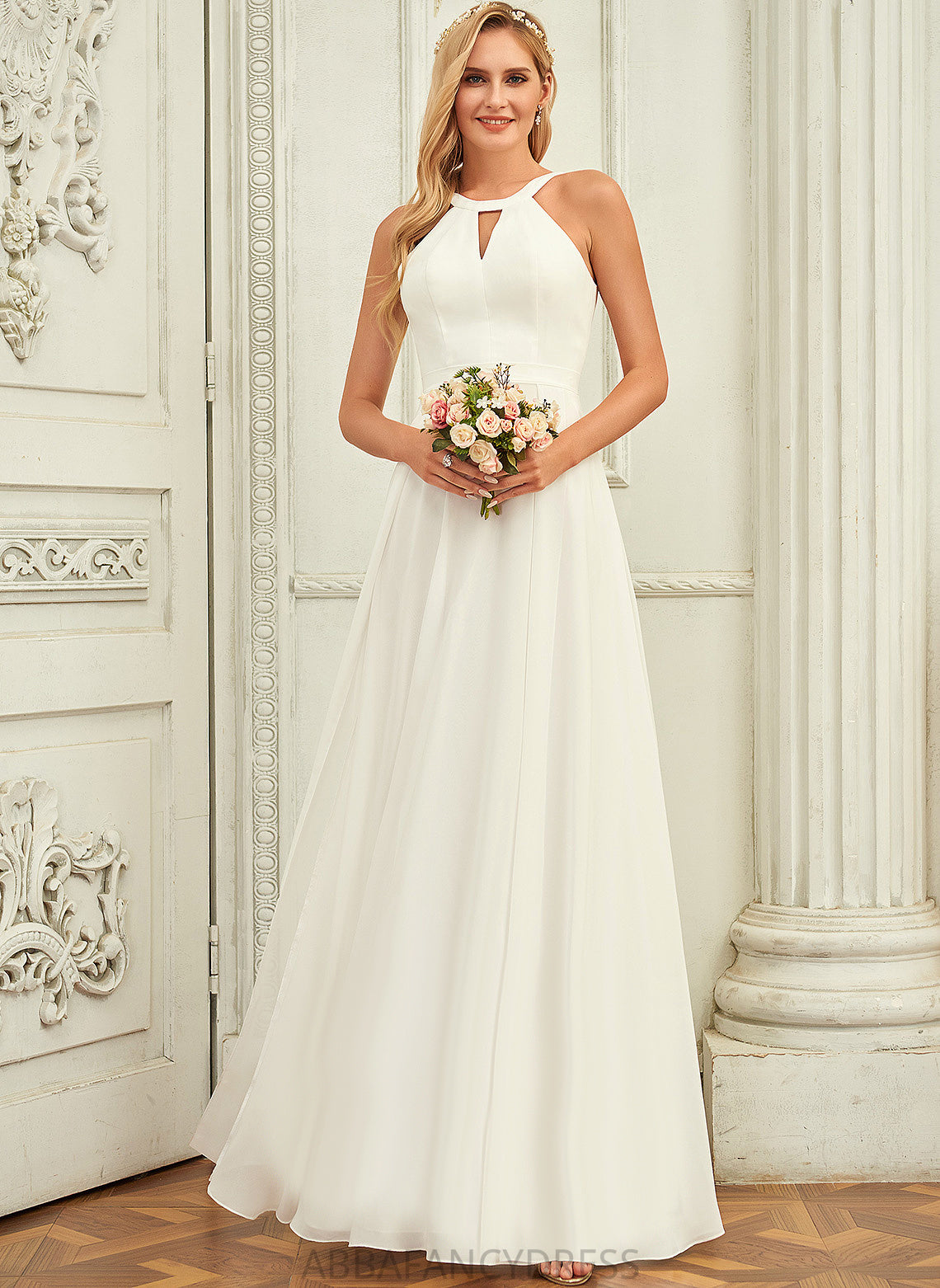 Dress Carolina Wedding Dresses Scoop A-Line Floor-Length Chiffon Wedding