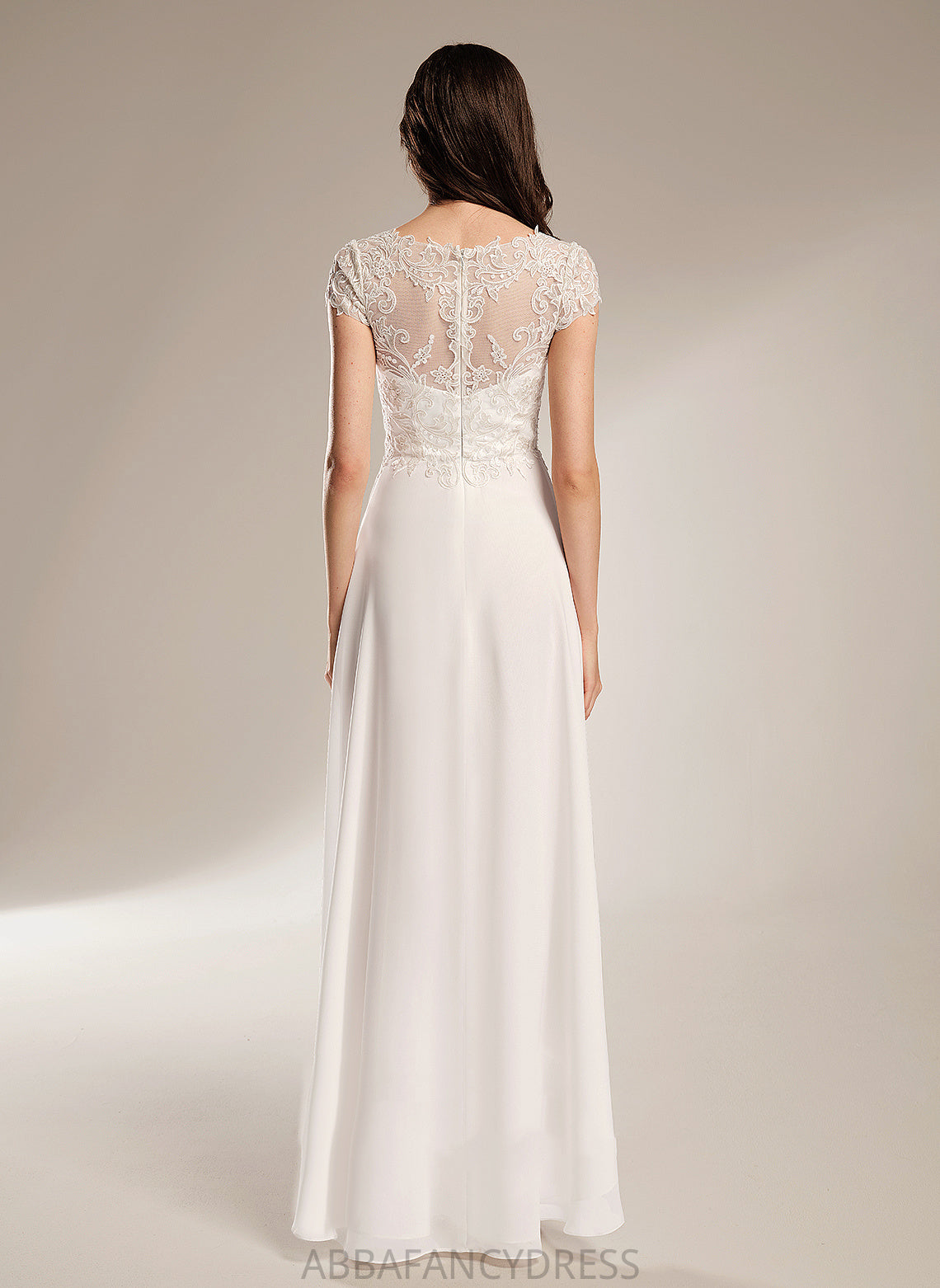 Wedding Wedding Dresses Asymmetrical Dress V-neck Chiffon A-Line Kennedy Lace