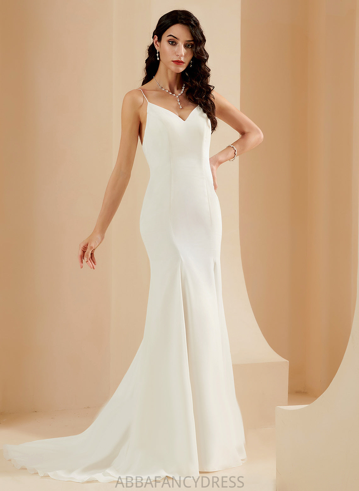 Selah Train V-neck Wedding Dresses Dress Wedding Trumpet/Mermaid Chiffon Court