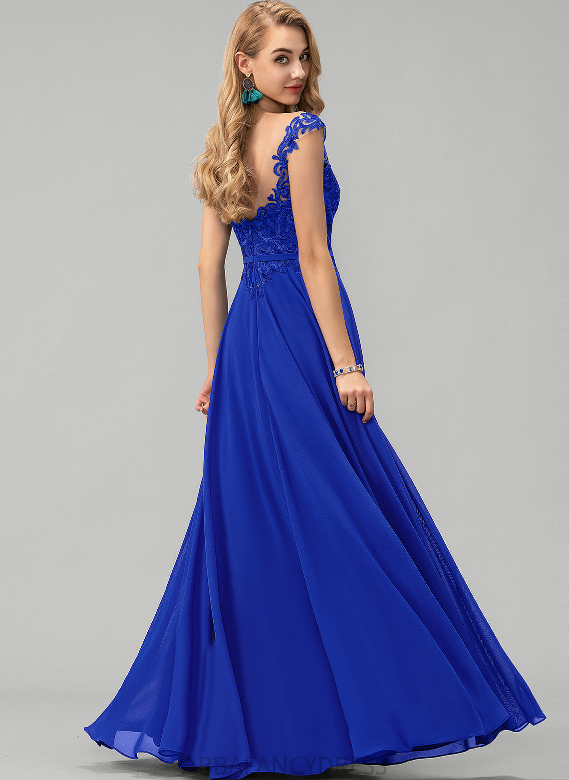 Floor-Length Scoop Chiffon Prom Dresses With Sequins Tania A-Line