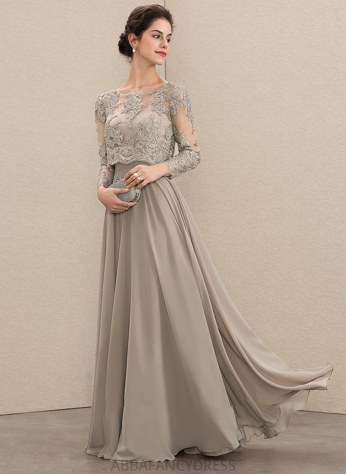 Scoop Chiffon Dress A-Line the Floor-Length Neck Mother of the Bride Dresses of Lace Itzel With Mother Sequins Bride