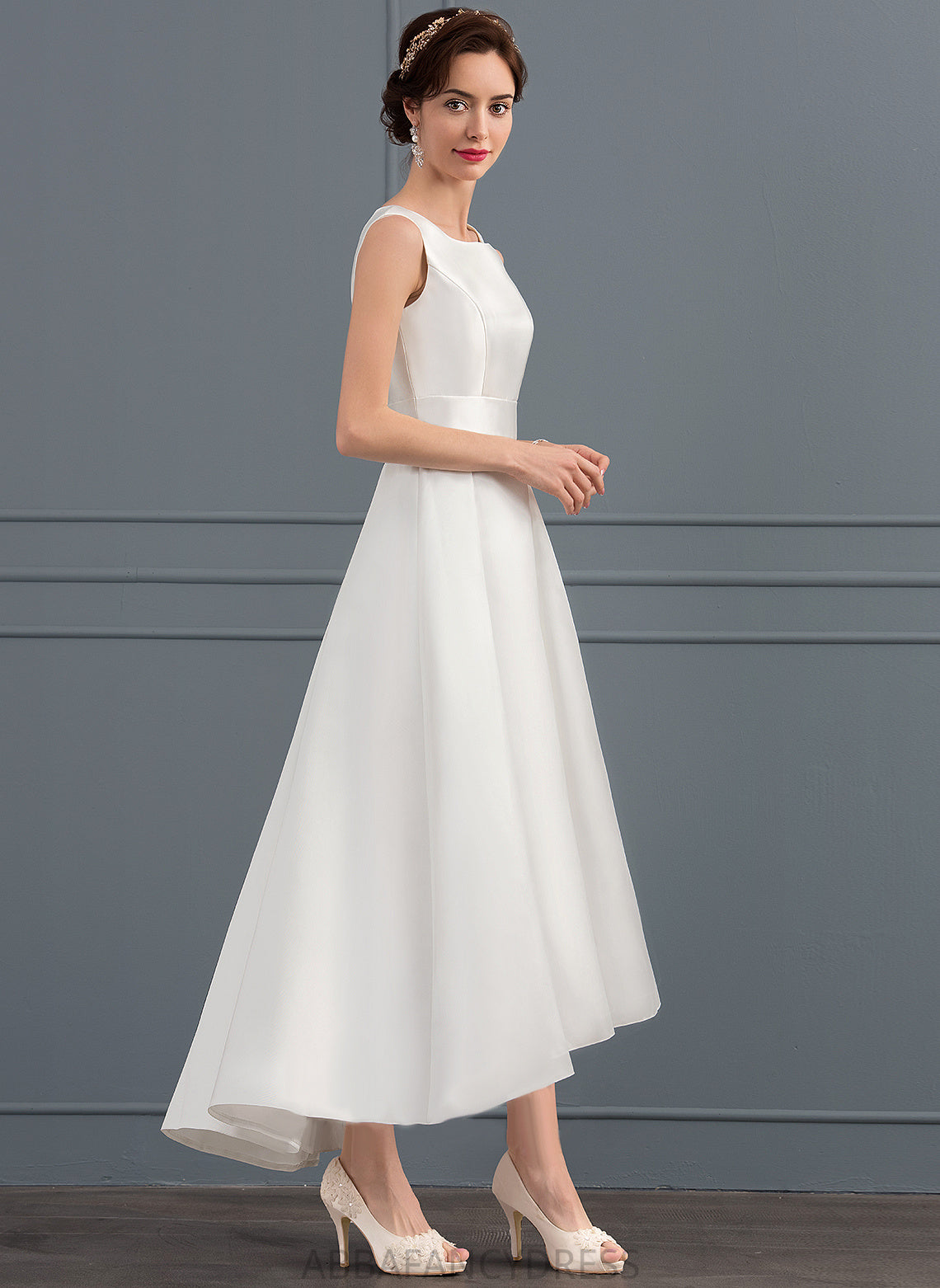 Square Wedding Dress Asymmetrical Satin A-Line Brianna Wedding Dresses