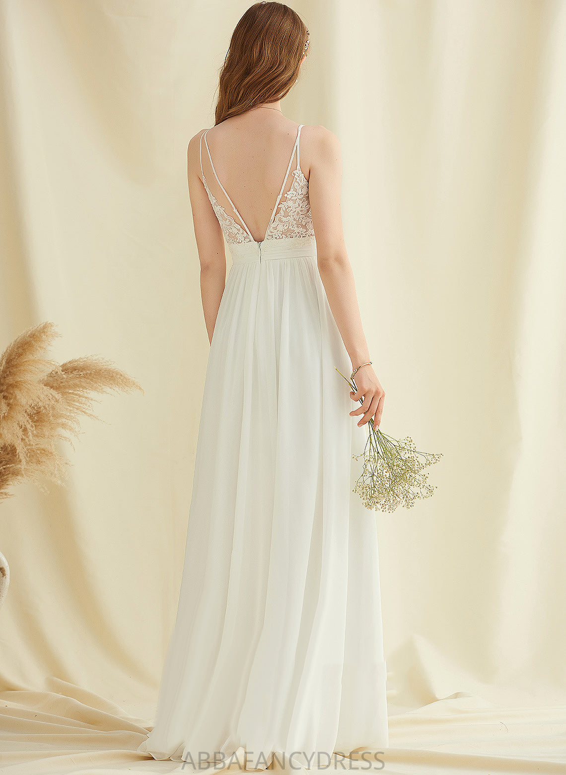 Madalyn Floor-Length Wedding A-Line Chiffon V-neck Wedding Dresses Dress