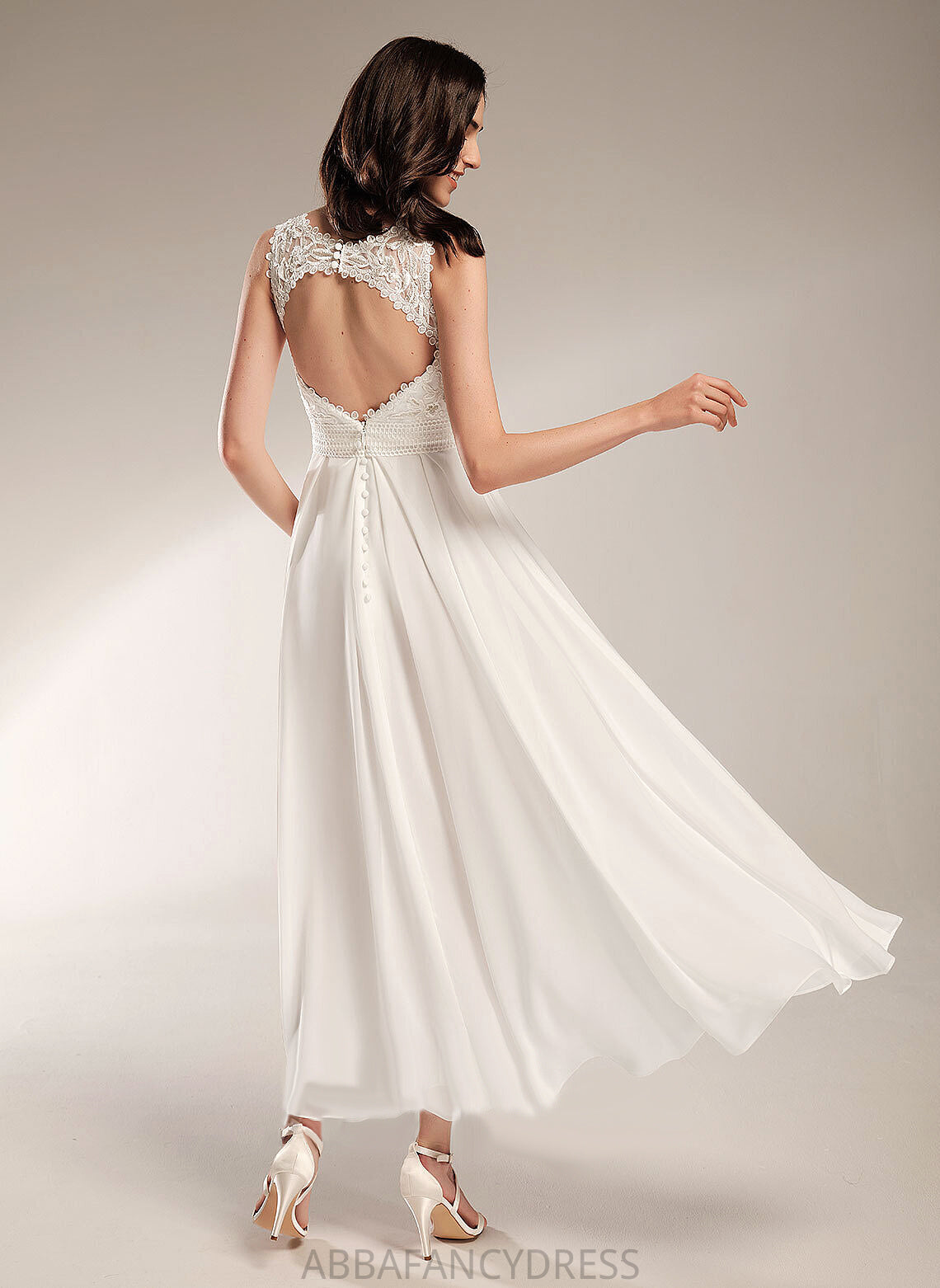 Chiffon Wedding Dresses Wedding Lace Dress A-Line Asymmetrical Makenzie Scoop