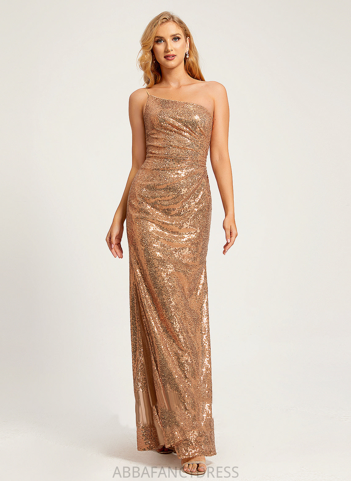One-Shoulder Neckline Trumpet/Mermaid Length Sequins Floor-Length Embellishment Fabric Silhouette Alicia Bridesmaid Dresses