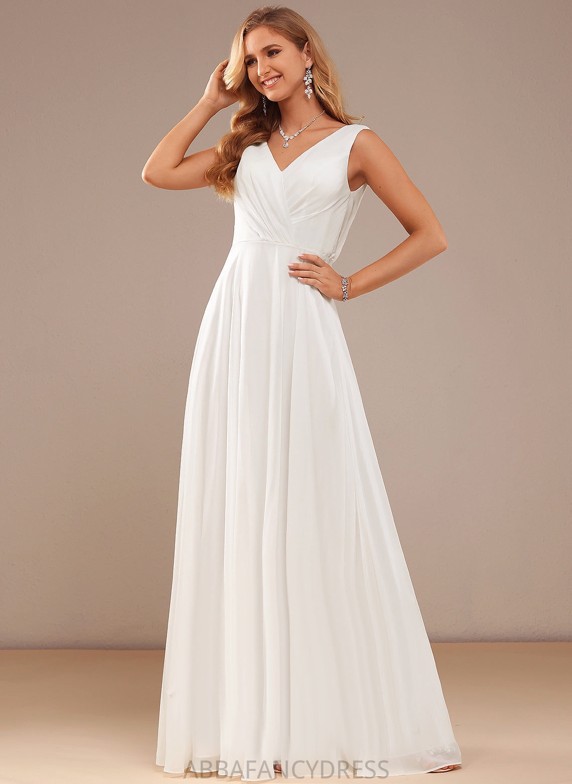 Ariella Wedding Dresses Wedding Lace Dress Chiffon V-neck A-Line Floor-Length