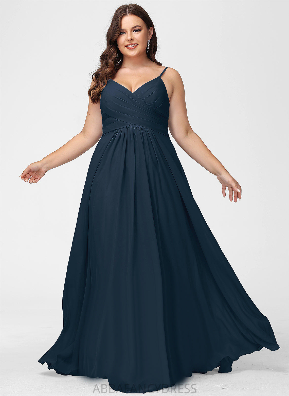 Chiffon Pleated V-neck Hope Prom Dresses A-Line With Floor-Length