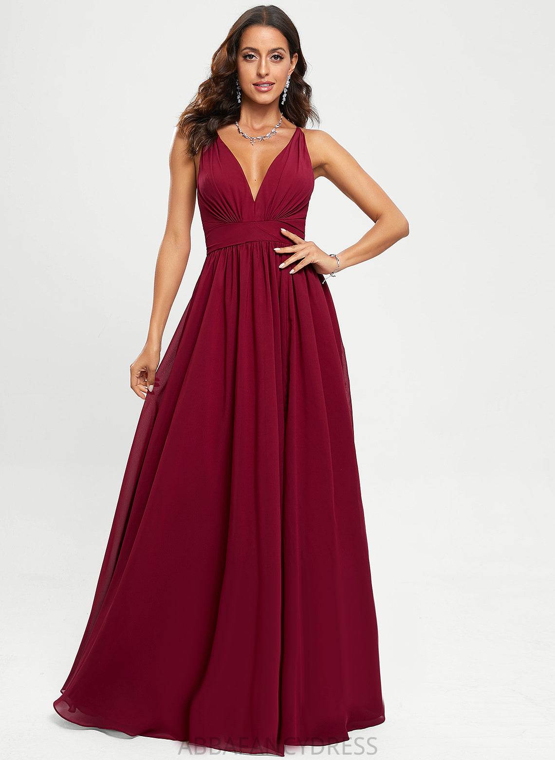 Prom Dresses A-Line Chiffon Yareli Floor-Length V-neck