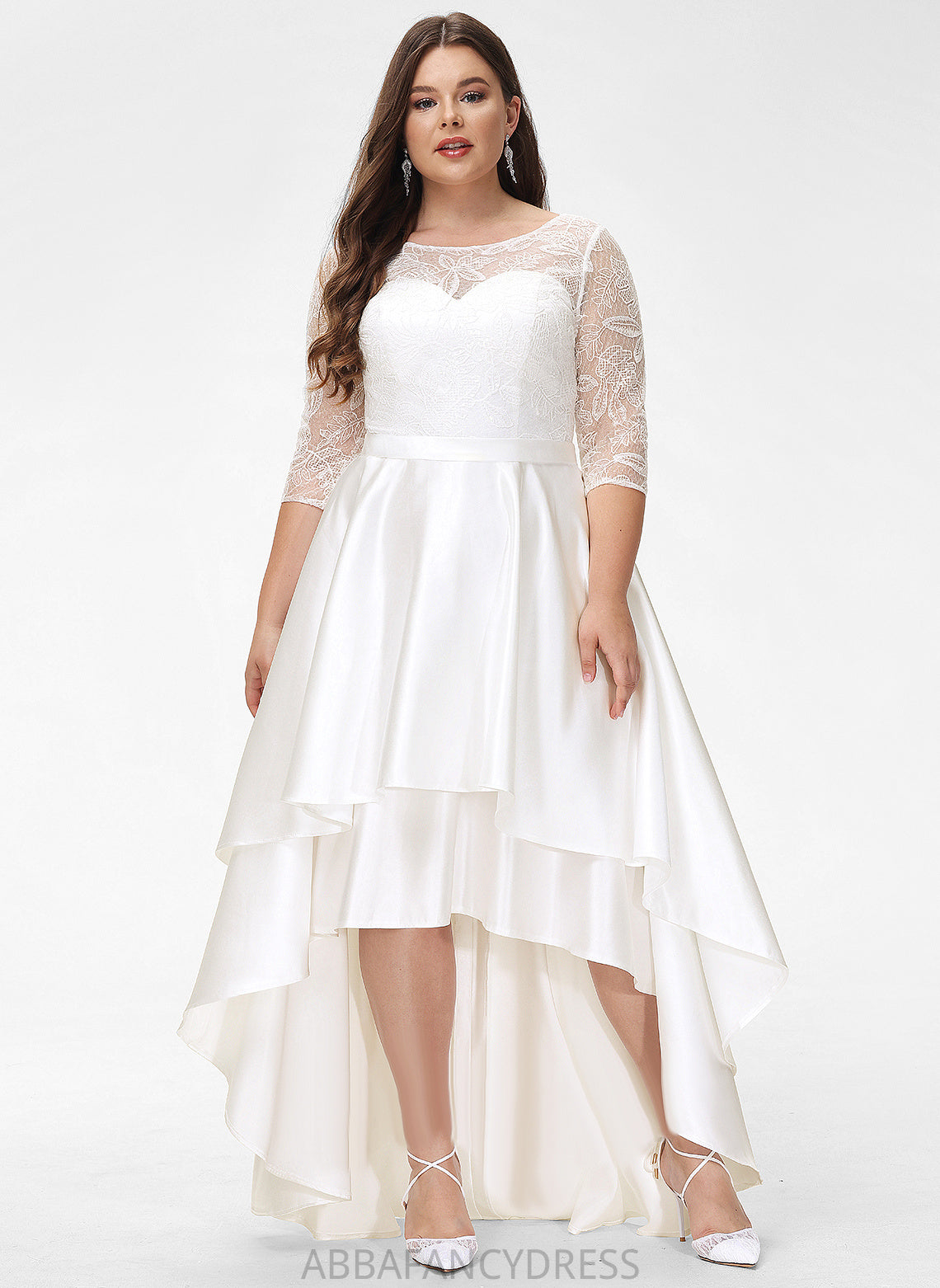 Asymmetrical Lace A-Line Lucy Scoop Wedding Wedding Dresses Dress Satin