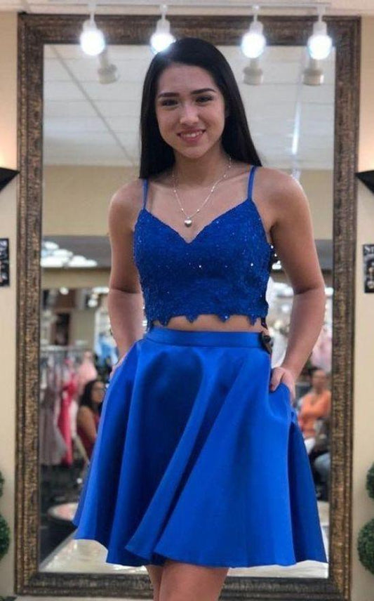 Homecoming Dresses Haven Two Pieces Royal Blue Short CD13238
